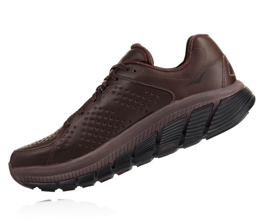 Running Shoes Mens - Hoka One One Gaviota Leather - Brown - VLSYADM-98